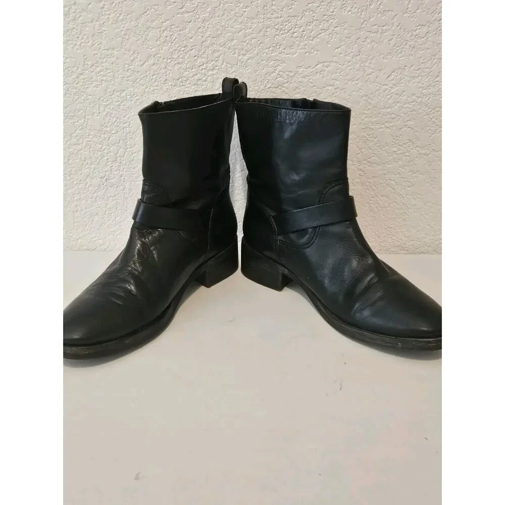 Tory Burch Bennie Moto Black Leather Boots Women’s Size 10M